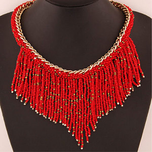 Ensemble de bijoux <span class=keywords><strong>fantaisie</strong></span> faits à la main pour femmes africaines, <span class=keywords><strong>collier</strong></span> bib et boucles d'oreilles en perles de rocaille, chaîne perlée, <span class=keywords><strong>collier</strong></span> <span class=keywords><strong>femme</strong></span> africain - Product Image 4