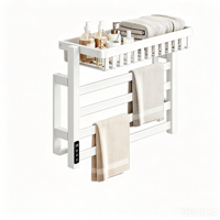 Sèche-serviettes électrique mural intelligent sans perçage, étagère chauffante et de rangement pour salle de bain et usage domestique