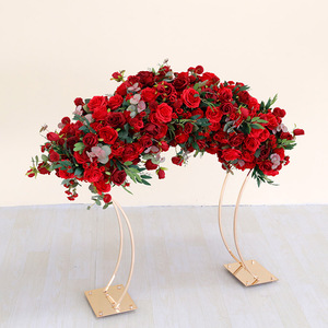 LFB2398-1 <span class=keywords><strong>Centrotavola</strong></span> da Matrimonio di Lusso in Metallo Dorato con Fiore Rosso Decorativo - Product Image 4