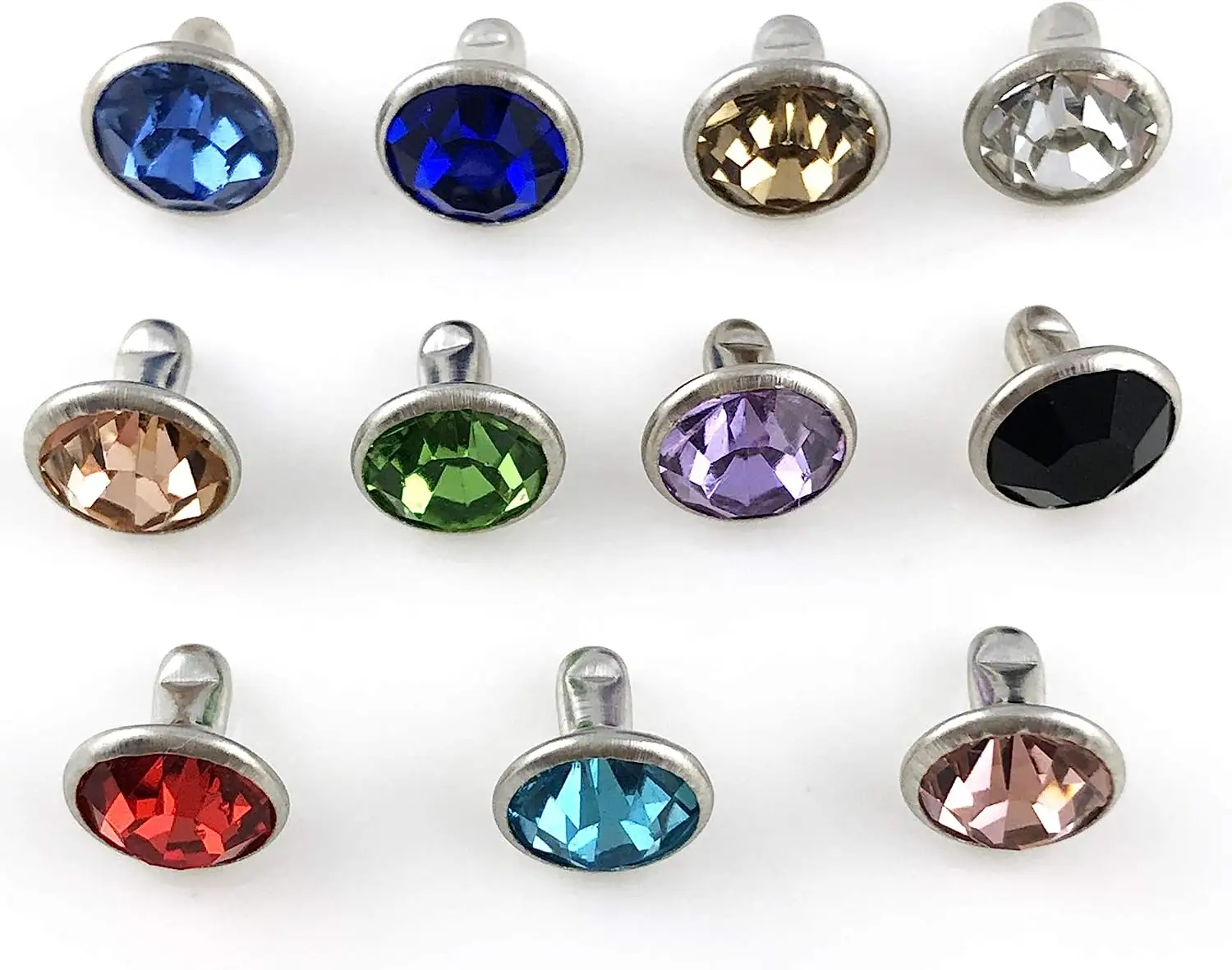 6MM warna campuran CZ Kristal paku keling berlian imitasi paku keling cepat paku warna perak bintik-bintik kancing untuk kulit kerajinan DIY membuat