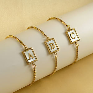 XIXI stile Trendy regolabile catene A-Z lettera iniziale bracciale nuova moda <span class=keywords><strong>oro</strong></span> placcato 18k in acciaio inox gioielli bracciali - Product Image 1