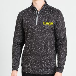 Sweat-shirt à capuche pour homme avec logo personnalisé, manches longues, noir, fermeture éclair 1/<span class=keywords><strong>4</strong></span>, polaire, motif uni, fermeture éclair quart, pull de <span class=keywords><strong>golf</strong></span>, de gym - Product Image 1