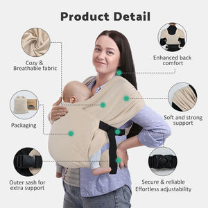 Porte-bébé enveloppant avec 2 boucles réglables, facile à <span class=keywords><strong>porter</strong></span>, écharpe porte-bébé pour <span class=keywords><strong>nouveau</strong></span>-<span class=keywords><strong>né</strong></span> à tout-petit, 8-35 lb, porte-bébé noir - Product Image 4