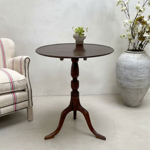 <b>Antique</b> Georgian Mahogany Pedestal <b>Table</b> Rustic Solid Timber Round <b>Side</b> Wine Stand Vintage Tripod Occasional Living Room - Product Image 1