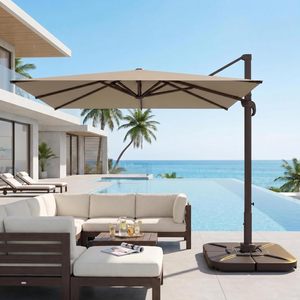 Sombrilla de Patio Cantilever de 10' x 10' con Base Incluida, Sombrilla Cuadrada Grande de Aluminio para Exteriores con Rotación de 360 Grados - Product Image 1