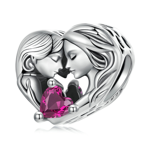 Serie familiar, abalorio de Plata de Ley 925 para hermana y madre, compatible con pulsera Original, accesorios de joyería DIY, cuentas de corazón - Product Image 4