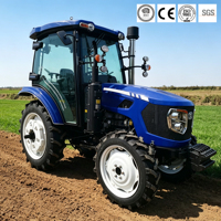Tracteur agricole 4x4 de 70 CV avec rotoculteur, semoir et charrue, homologué CE, prix du pack tracteur agricole
