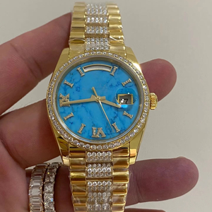 Montre pour femme de luxe personnalisée avec cadran en diamant et montre mécanique pour homme de luxe personnalisée de marque haut de gamme - Product Image 1