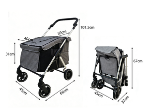 Mamago 303 Carrello Pieghevole Impermeabile a 4 Ruote per Animali Domestici, Comodo, Portatile, Leggero, Grande Capacità, Lavabile, Approvato dalle Compagnie Aeree - Product Image 5