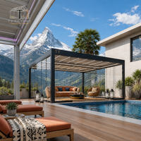 Pergola bioclimatique de luxe en alliage d'aluminium imperméable avec structure thermolaquée et certifiée CE pour extérieur, jardin et terrasse