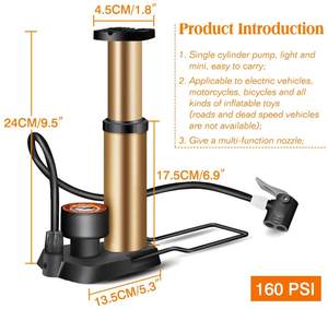 Mini pompe à vélo haute pression pompe à vélo compacte pompe à pneu <span class=keywords><strong>de</strong></span> vélo Portable avec jauge pour <span class=keywords><strong>route</strong></span> montagne BMX vélos jouets balles - Product Image 2