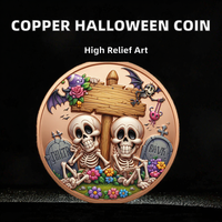 Pièce de monnaie d'Halloween en cuivre fin 999, double face, haute relief, imprimée UV, médaille de collection ronde 1 oz 5 oz