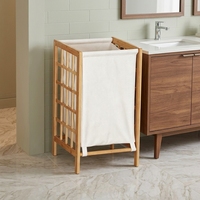 Panier à linge en bambou avec doublure, grand format, pour vêtements sales, chariot de rangement pour buanderie - Offre Spéciale