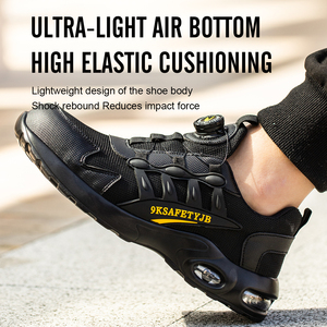 Chaussures de sécurité pour hommes à bouton rotatif, baskets de travail à embout d'acier, chaussures indestructibles, bottes de travail anti-perforation, chaussures de sécurité à coussin d'air - Product Image 5