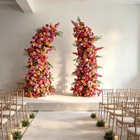 Arreglos Florales para Letrero de Bienvenida de Boda, Arco de Flores en Rosa Intenso, Rosa Pálido y Naranja Quemado para Decoración de Bodas