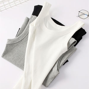 Camisole d'été pour femmes RUICHI avec coton et élasthanne côtelé 260GSM, anti-exposition, élégante, superposition et vêtement <span class=keywords><strong>extérieur</strong></span>, débardeur - Product Image 2