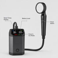 Douche électrique portable 9000 mAh avec affichage numérique, pompe de camping Type-C avec tête filtrante pressurisée, étanche IPX7 pour l'extérieur