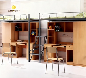 Lit superposé double en métal pour dortoir scolaire avec bureau et armoire, design moderne, haute qualité, garantie 5 ans - Product Image 1