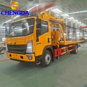 Недорогие эвакуаторы HOWO 4x2 грузоподъемностью 5, 8, 10, 12 тонн для экстренной помощи на дорогах, с платформой и прямым краном - Product Image 6