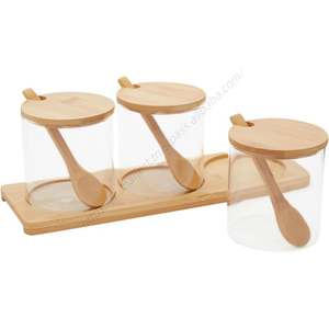 Lot de 3 pots à épices multifonctionnels en verre de 260 ml avec support – Vente en gros - Product Image 3