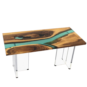 Muebles de Interior de Madera de <span class=keywords><strong>Nogal</strong></span> Verde, Encimeras de Resina Epoxi, Mesa de Resina Epoxi con Borde Natural - Product Image 1