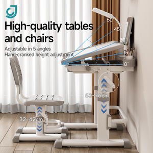 Set de Escritorio y Silla de Estudio para Niños con Altura Ajustable, Mesa de Estudio Funcional para Tareas Escolares con Lámpara - Product Image 4