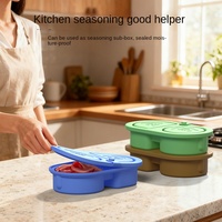 Nouvelle boîte à condiments et à collations en silicone à double compartiment avec couvercle, portable, étanche, sans odeur, de qualité alimentaire, pour enfants