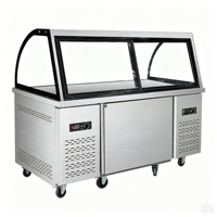 Vitrine de pâtisserie à refroidissement par air à 3 niveaux avec éclairage LED, vitrine en verre incurvé en acier inoxydable 304 pour buffet et pâtisserie
