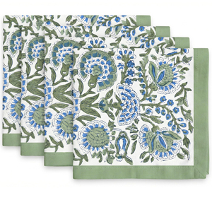 Living Dining Napkins Pure <b>Linen</b> Rectangle Table Napkins 50x50cm Multi <b>Printed</b> Customized Color Handmade Bulk Product - Product Image 1