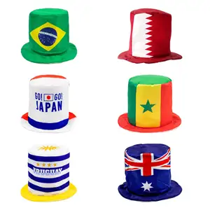 Bonnets de Football du monde, chapeaux de fête, drapeau de pays, haut en Polyester, impression numérique, Fans, accessoires de joyeux anniversaire, chapeau de carnaval