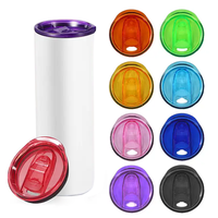 Vente en gros de couvercles coulissants anti-fuite et anti-éclaboussures en plastique coloré de remplacement pour gobelets isothermes fins et droits de 20 oz