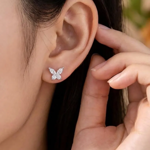 Pendientes de Mariposa con Marquesa y Moissanita, Plata de Ley 925, Baño de Rodio, Elegantes para Bodas, Fiestas y Uso Diario, Hipoalergénicos - Product Image 5