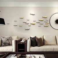 Décoration murale de pendentif de poisson de galvanoplastie 3D créative pour le mur de fond de TV de restaurants fait de métal durable