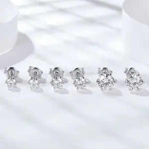 Ladies Gorgeous Earrings Designs 0.3ct 0.5ct 1ct 925 Sterling Silver Moissanite Earrings