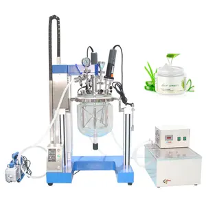 Kleinschalige Emulgator Homogenisator Reactor Laboratorium Vacuüm Mixer Voor Cosmetische Crème Lotion Pasta With1-10L Glazen Mengtank