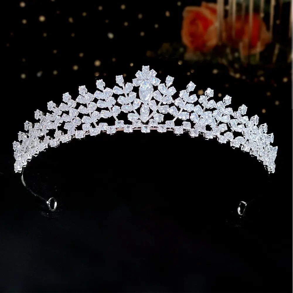 ROMÂNTICO Atacado Casamento Bridal Jóias Acessórios Cabelo Cubic Zircon Bridal Crown