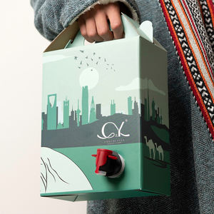 Feuille d'aluminium imprimée de taille personnalisée avec valve Sac à bavette pour café, lait, jus, <span class=keywords><strong>vin</strong></span> dans une boîte cadeau en carton avec tasse à café en plastique - Product Image 3