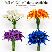Luxuriöse PU Mini Calla-Lilien Realistische Brautstrauß Künstliche Blumen für Hochzeit Party Heim Vase Tisch Wohnzimmer Dekoration