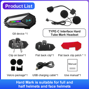 Auriculares para Casco LUVIN Glaxy8 BT 5.3 IP65 Impermeables para Comunicación entre Motociclistas y Pasajeros, Intercomunicador Bluetooth para Motocicleta de 300M - Product Image 6