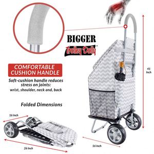 4/8 Wheels FoldableEasy to Clean Trolley Factory Direct Sales Portable Shopping <b>Bag</b> Zipper Closure Two <b>Foldable</b> Grocery Tote - Product Image 2