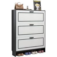 Meuble à chaussures moderne de luxe gris anthracite avec tiroirs inclinables et finition dorée, organisateur de rangement pour chaussures d'entrée et de couloir pour la maison