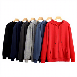 Men's Hooded Zip-Up Sweatshirt Solid Color Cotton French Terry Casual Autumn Wear Regular Fit Pocket Design - Product Image 1
