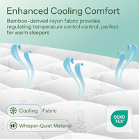 Surmatelas matelassé en bambou, taille Queen et King, rafraîchissant, extra épais de 3 pouces, respirant, doux, protège-matelas, poche profonde
