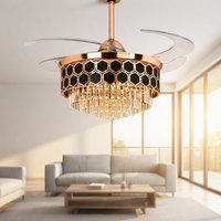 Ventilateur de plafond LED invisible avec télécommande, moteur DC réglable, 3 couleurs de lumière, 42 pouces, idéal pour salon moderne, best-seller OEM/ODM