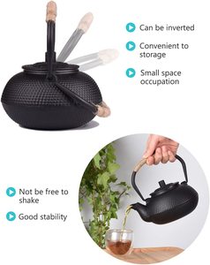 Nhật bản tetsubin Tea Kettle gang ấm trà với thép không gỉ Infuser đen 900ml hoàn toàn sứ nội thất - Product Image 5