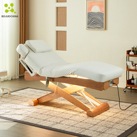 Table de massage électrique chauffante professionnelle en bois réglable, lit de beauté, équipement de spa pour thérapie faciale, salon d'extension de cils