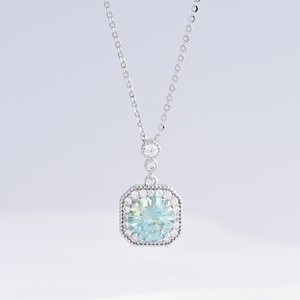 wholesale plata 925 silver Classic Aquamarine Pendant Necklace Everyday Wear minimalist mama stone dainty necklaces for girls - Product Image 3