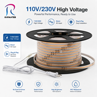 Tira de LED COB Flexible de Alto Voltaje 220V 480D, Impermeable IP67, para Uso en Exteriores, con Temperatura de Color de 3000K, 4000K y 6000K, Regulable