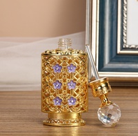 Flacon d'huile de parfum rond de luxe de 12 ml style Dubaï, diffuseur à bâtonnets – Design élégant du Moyen-Orient, flacon de recharge de parfum exquis