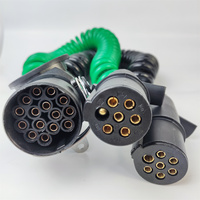 Nuevo Cable de Remolque Europeo de 15 Pines y 24V, TPU, 2x7 Pines en Espiral, Resistente, Negro y Verde, 4.5M, para Remolques